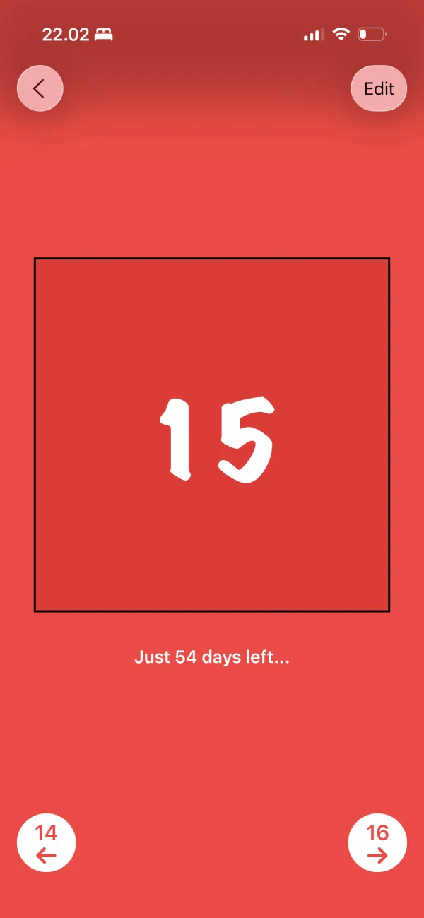 Opening door 15 with the Christmas countdown showing days left